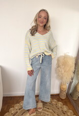 Alexa Washed Denim Wide Leg Tie Pant