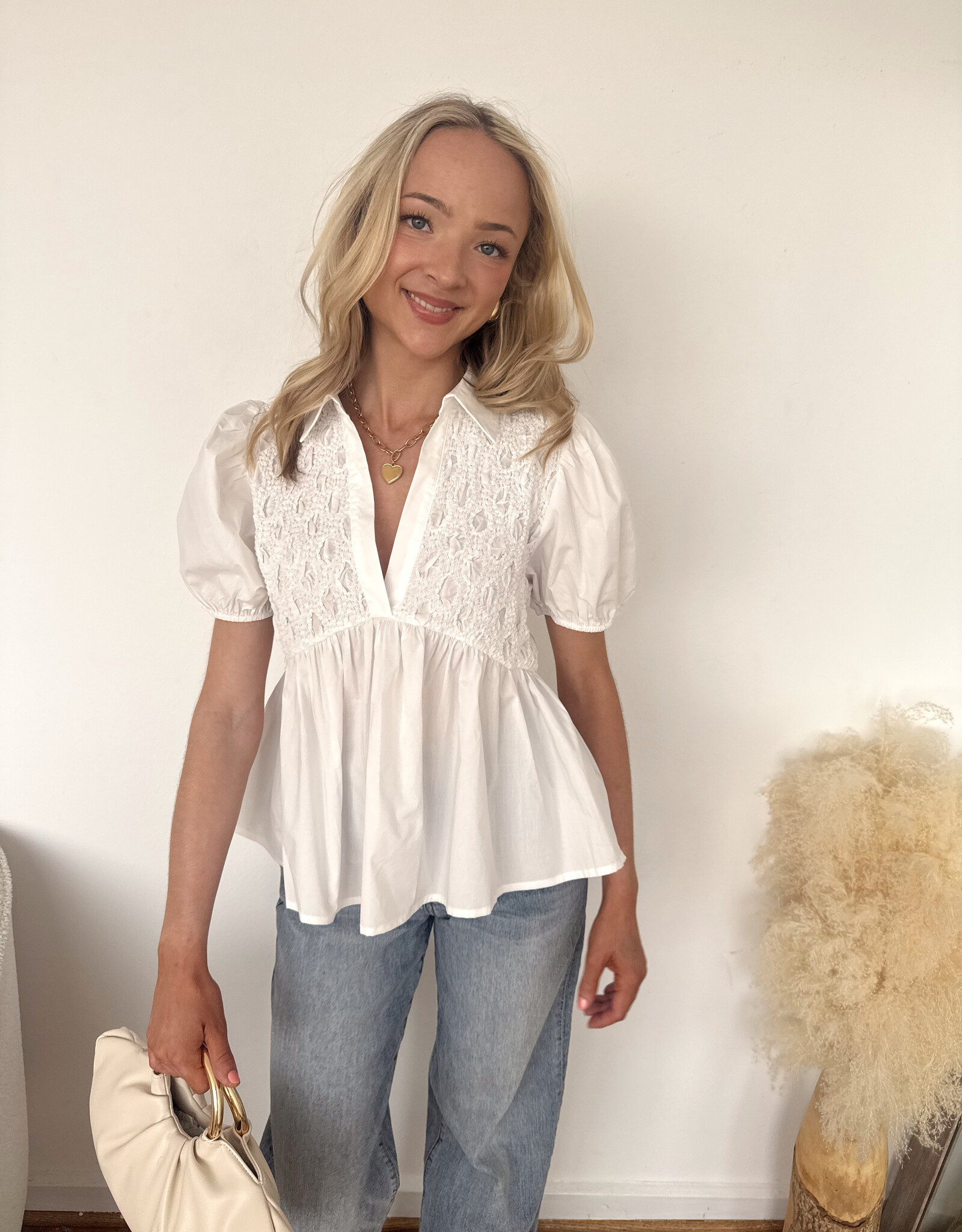 Andromedia Short Puff Sleeve Top