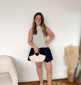 Jules Stripe Knit Woven Combo Mini Dress