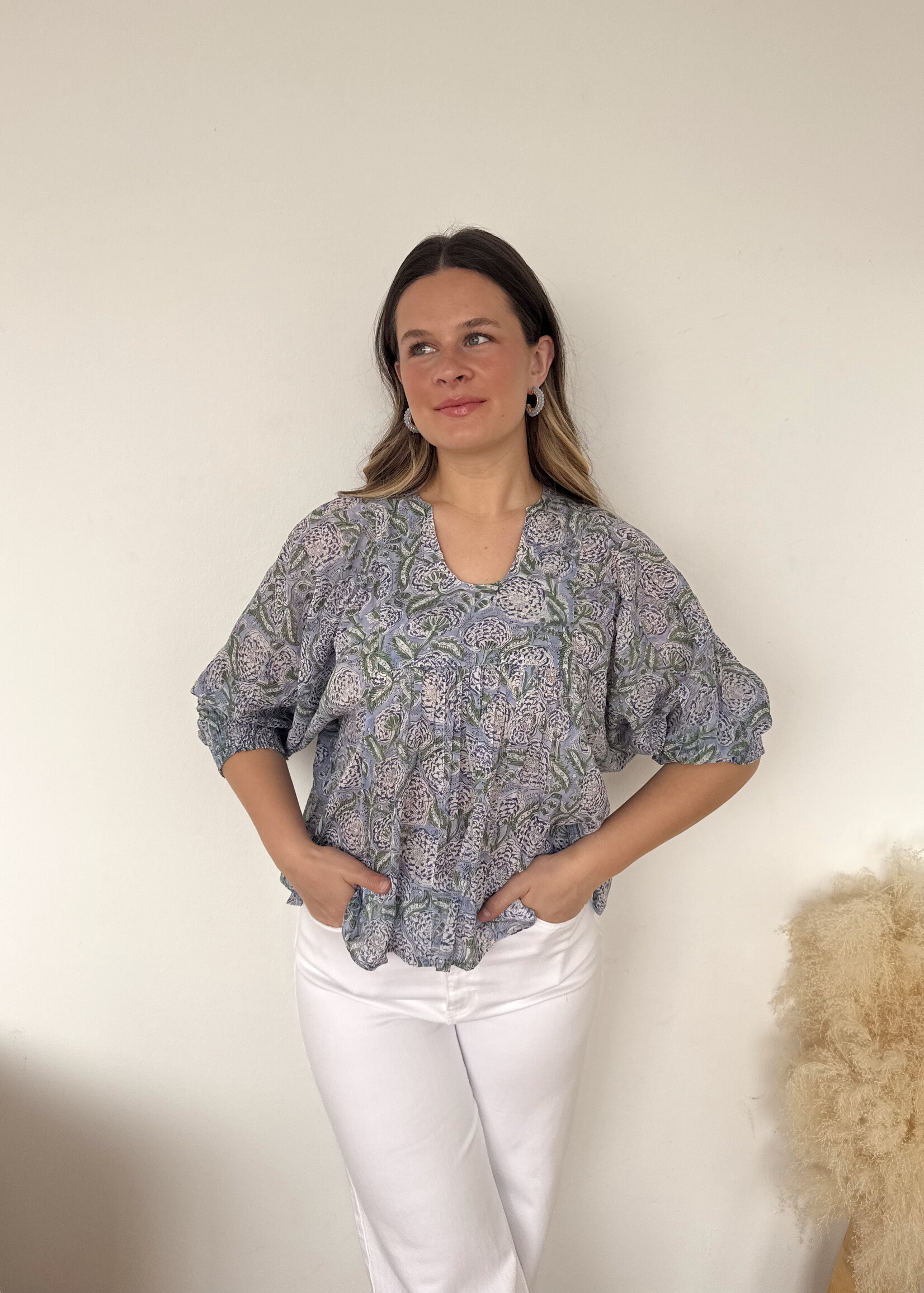 Ana Printed Long Sleeve Top