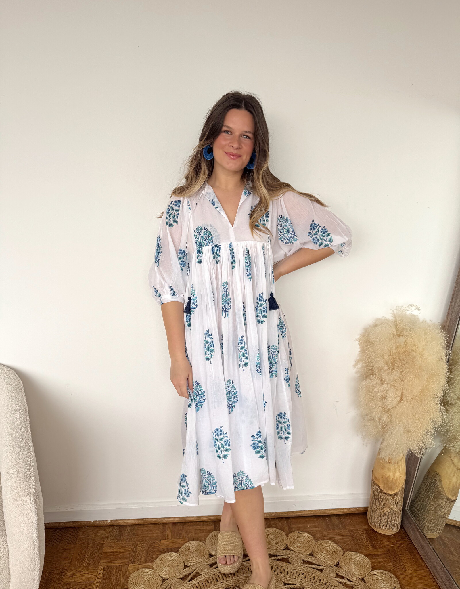 Alyn Puff Sleeve Midi Cover Up Dress