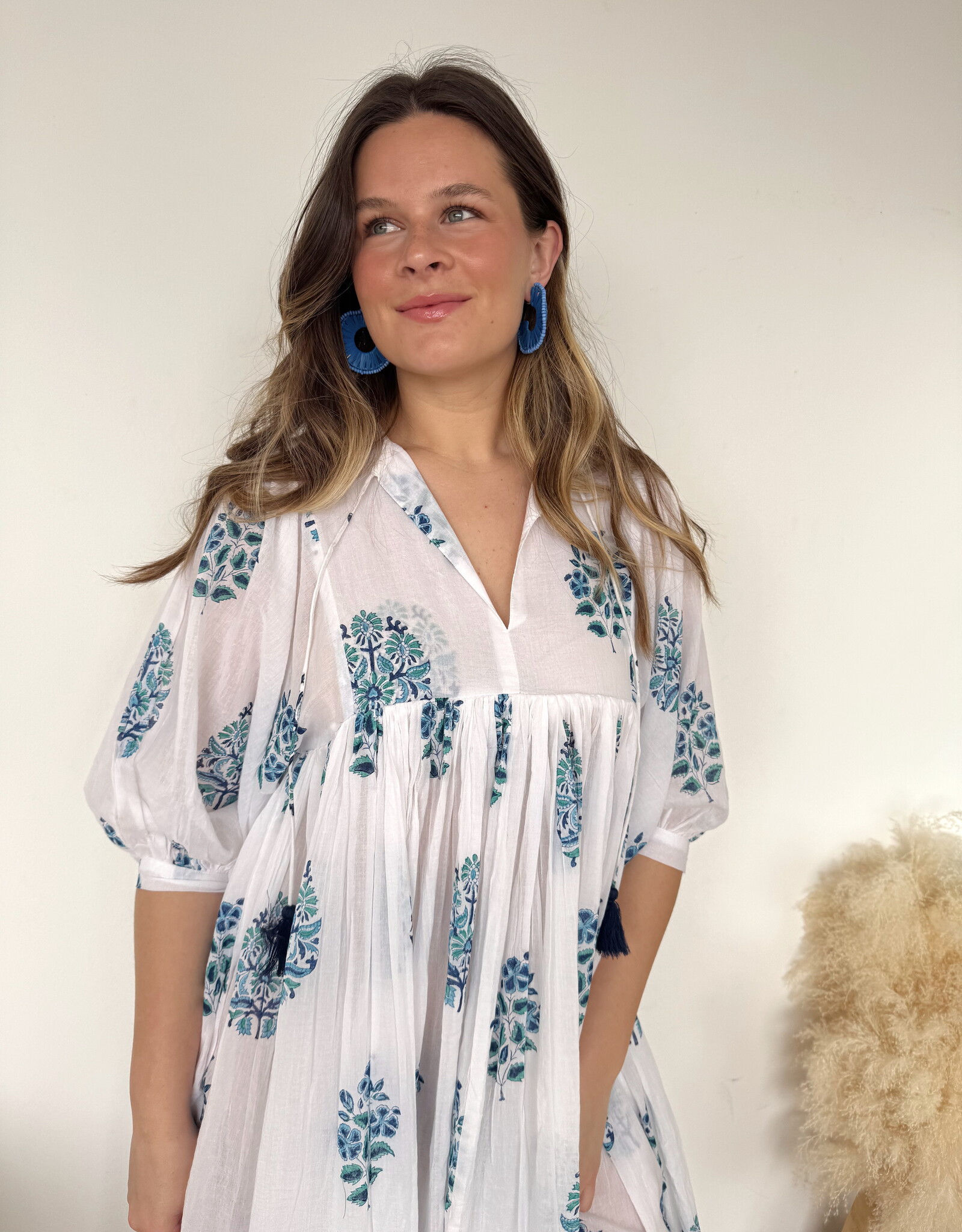 Alyn Puff Sleeve Midi Cover Up Dress