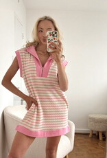 Angelique Zip Up Contrast Detail Stripe Dress