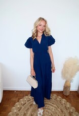 Bino Bubble Sleeve Tiered Midi Dress