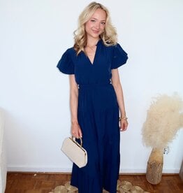 Bino Bubble Sleeve Tiered Midi Dress