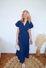 Bino Bubble Sleeve Tiered Midi Dress