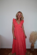 Bimini Poplin V Neck Shirred Maxi Dress