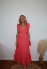 Bimini Poplin V Neck Shirred Maxi Dress