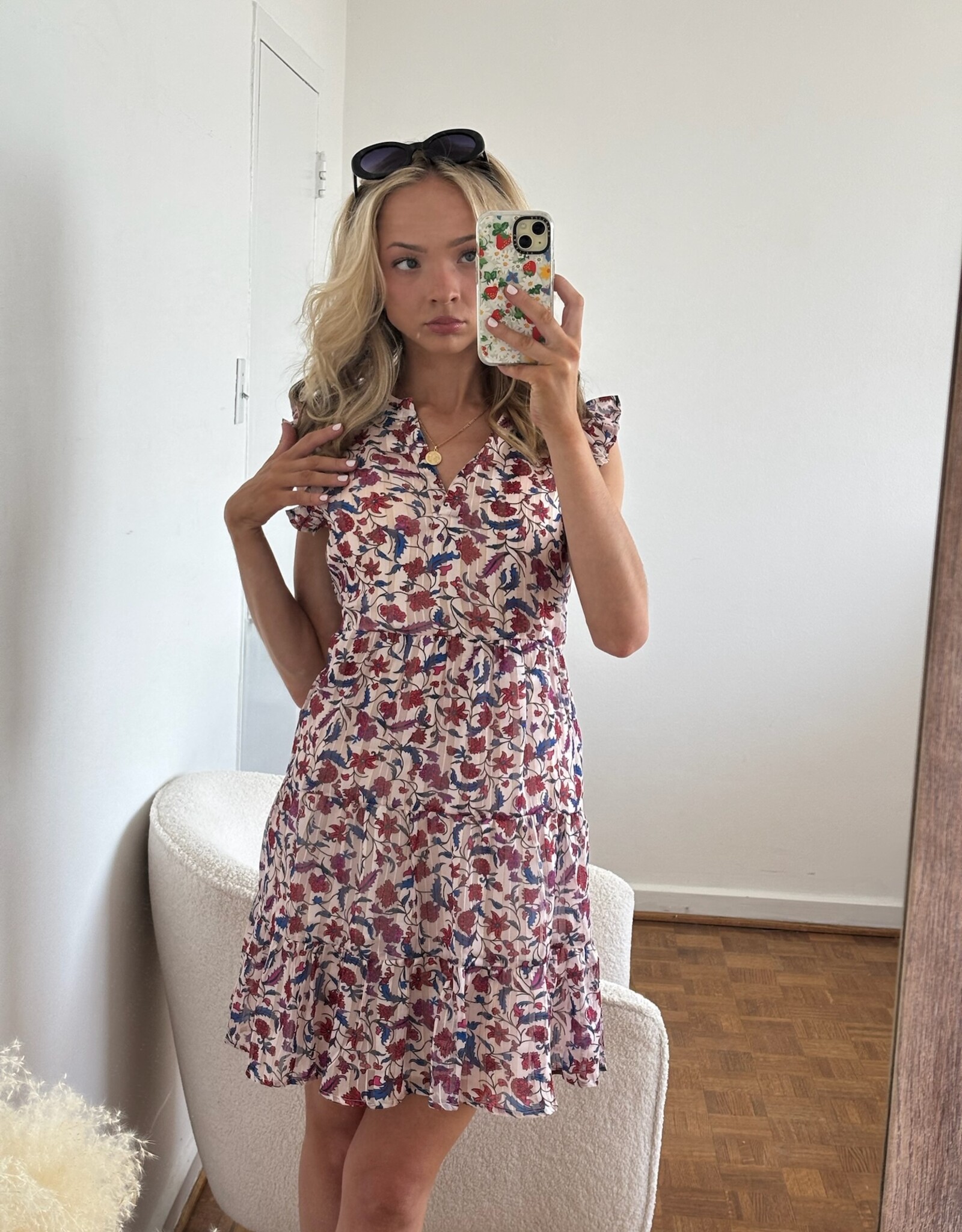 Hilary Ruffle Sleeve Flower Print Dress