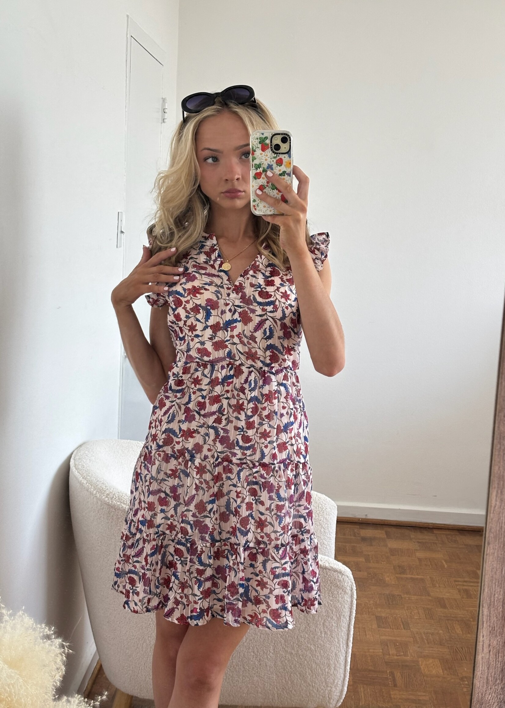 Hilary Ruffle Sleeve Flower Print Dress