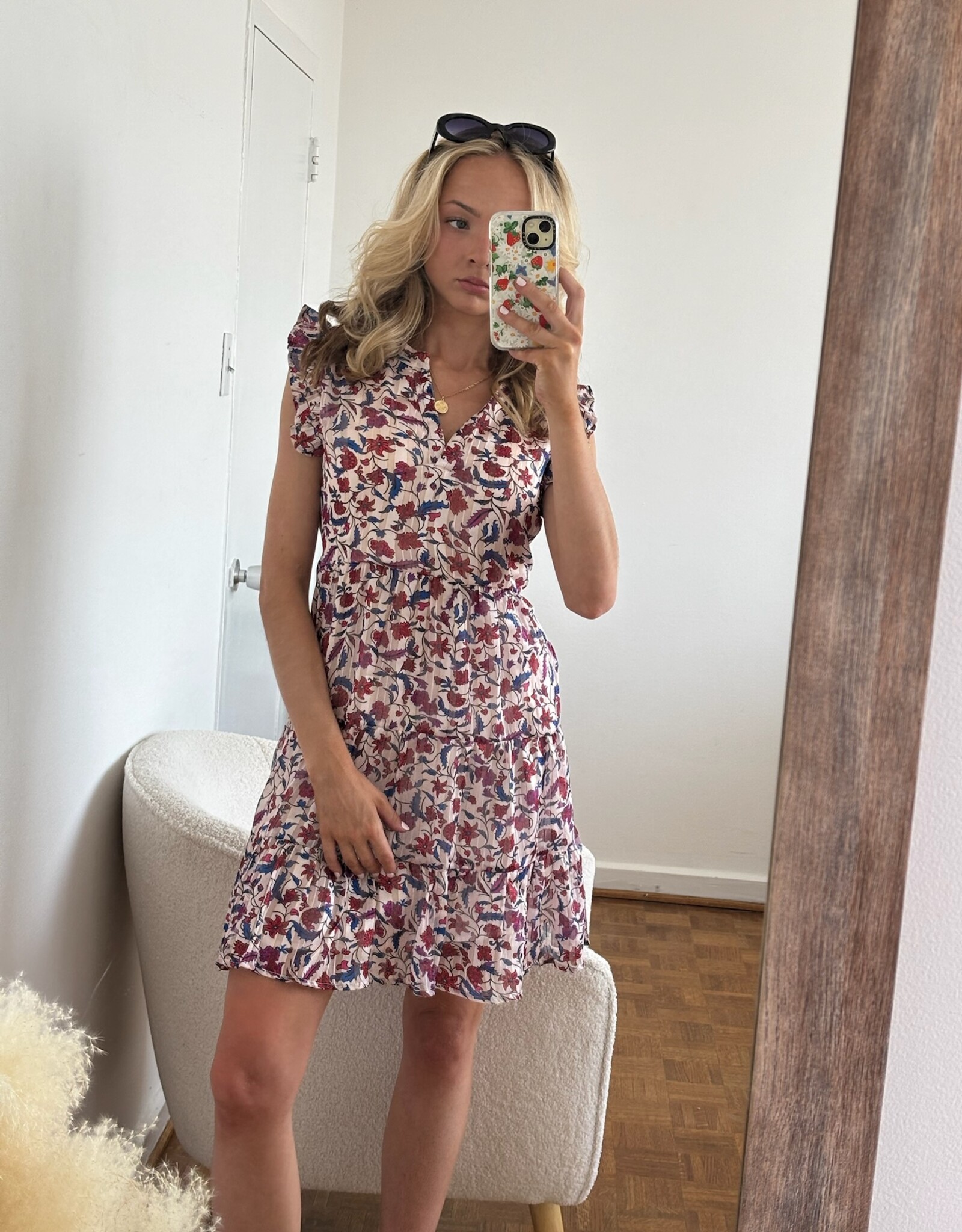 Hilary Ruffle Sleeve Flower Print Dress