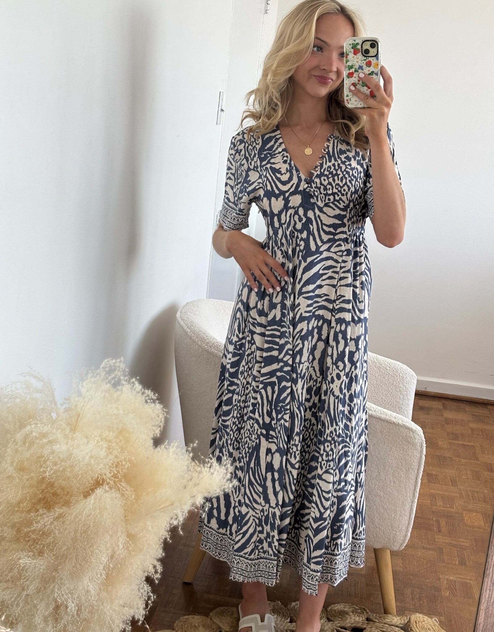 Brayan Short Sleeve Printed Maxi