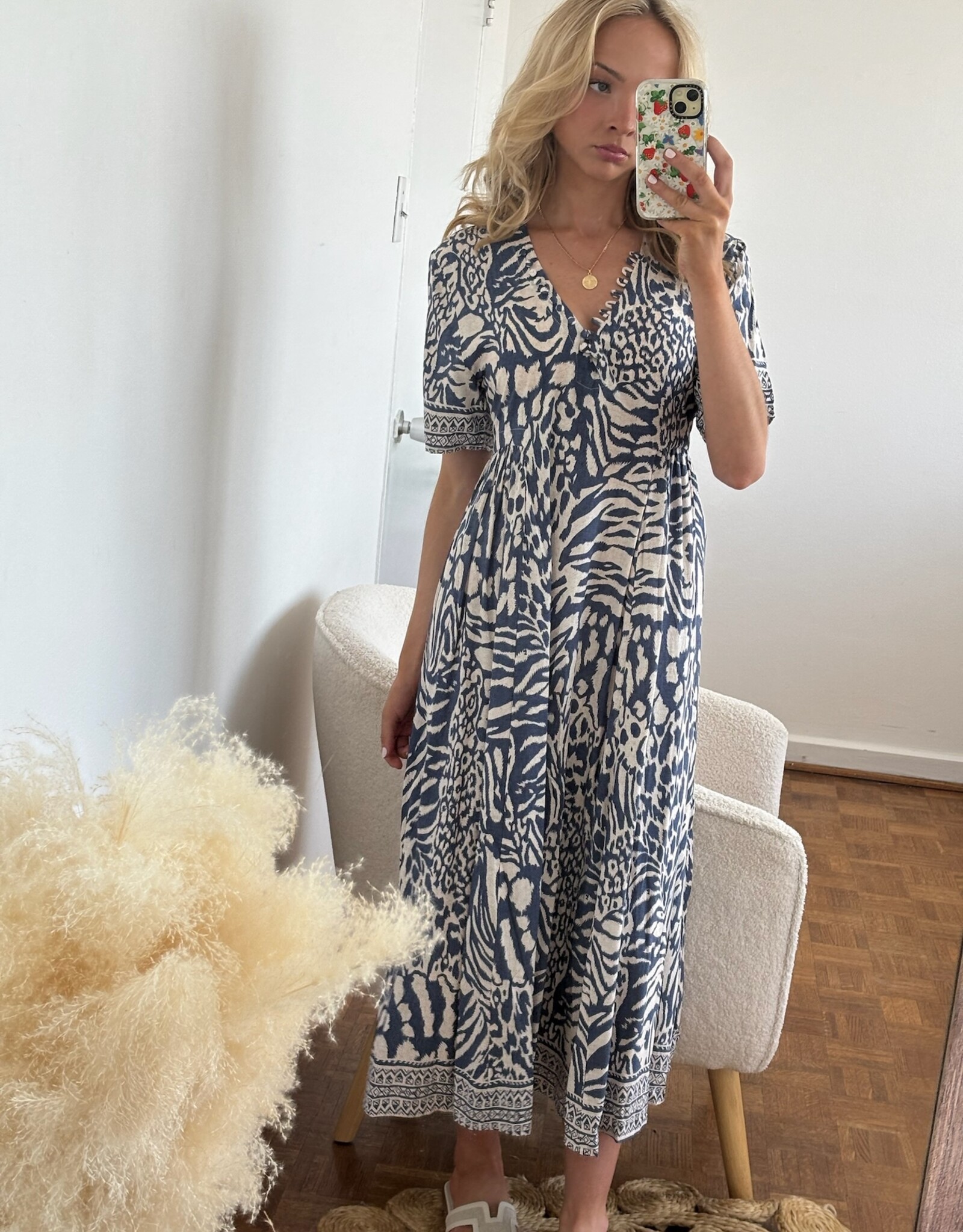 Brayan Short Sleeve Printed Maxi