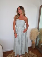 Darra Stripe Strapless Flare Maxi Dress