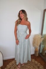 Darra Stripe Strapless Flare Maxi Dress