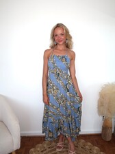 chinese dress ladies TROPICAL GETAWAY SATIN PRINTED MAXI DRESS – AKIRA main image 1