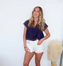 Aneira V-Neck Embroidered Top