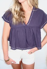 Aneira V-Neck Embroidered Top