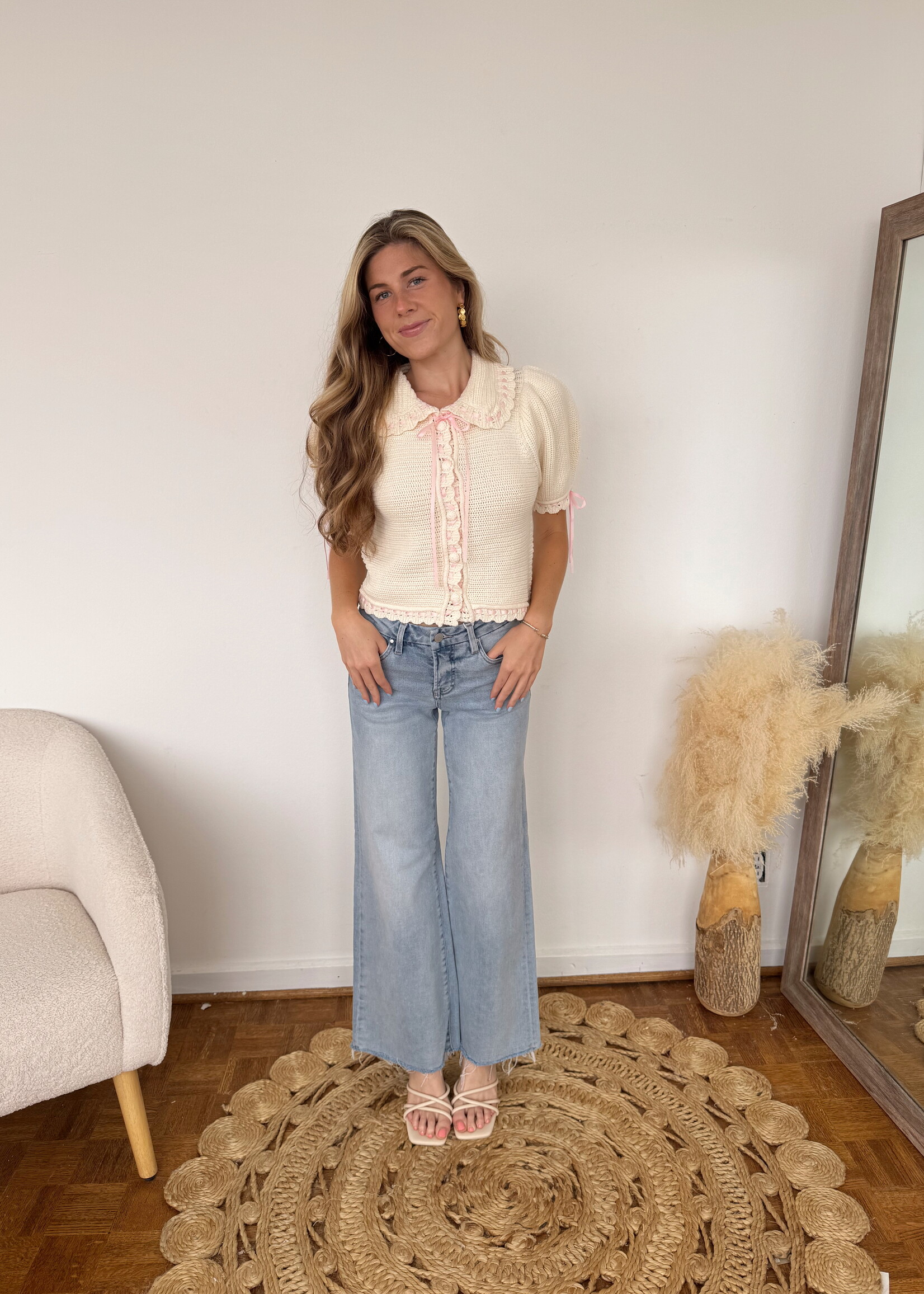 Elena Crochet Button Down Blouse