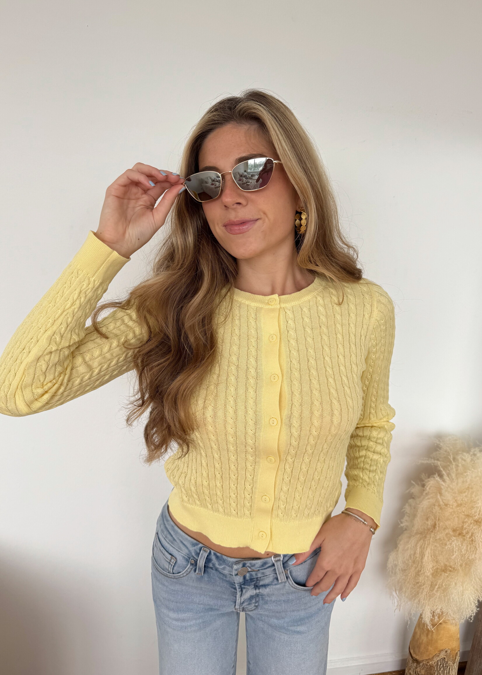 Aviana Cable Knit Button Up Cardi