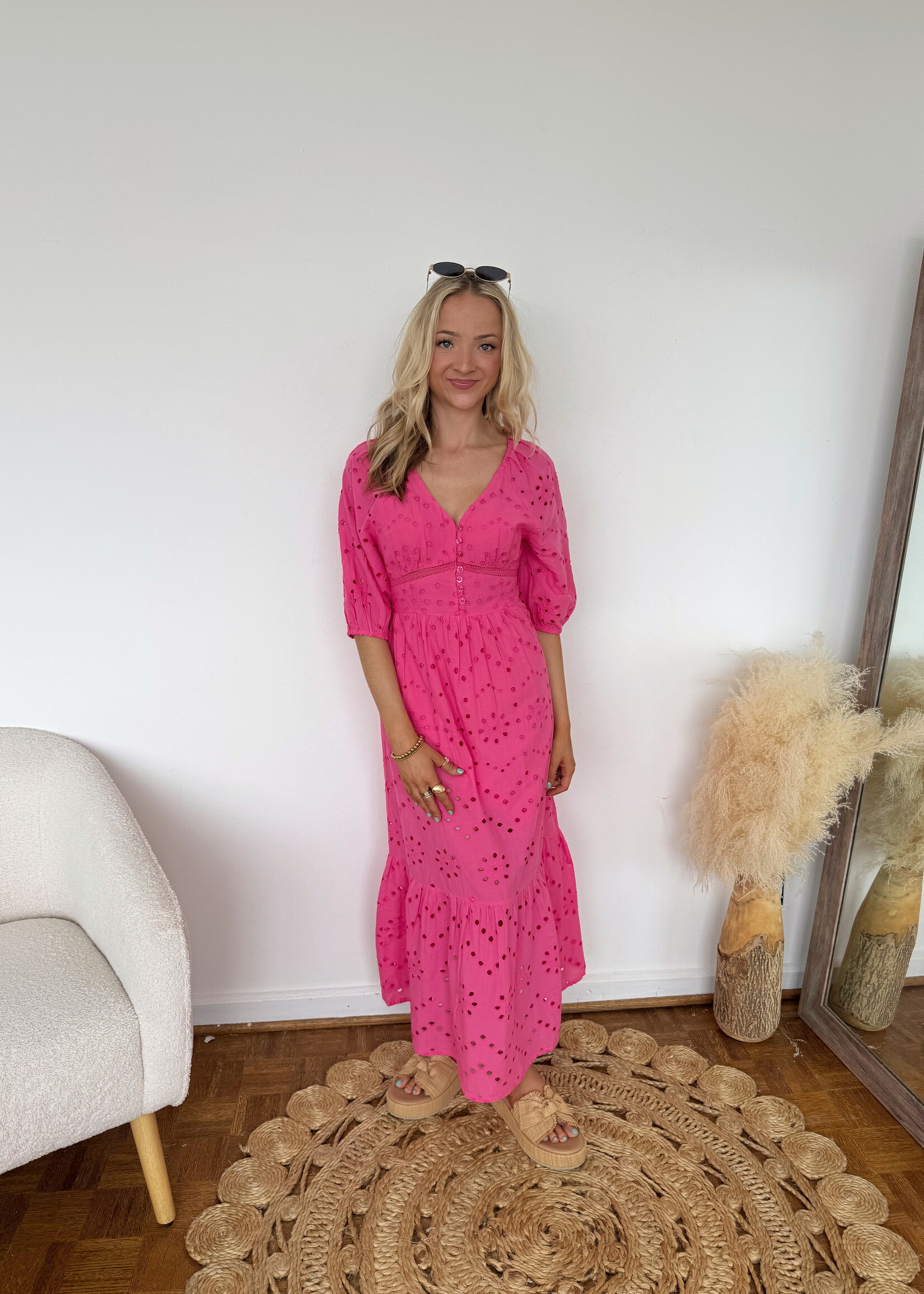 Samantha Eyelet Midi Dress