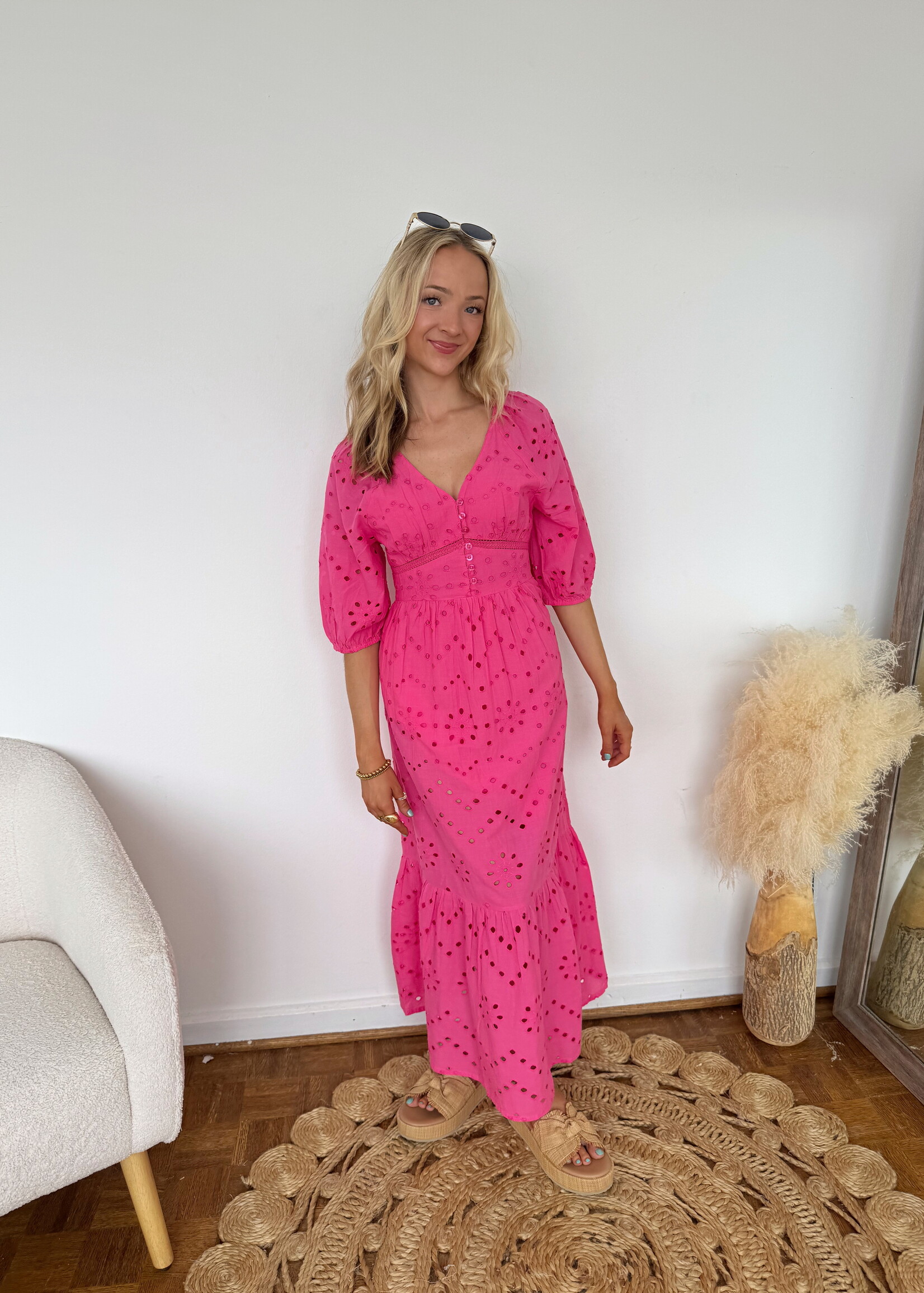 Samantha Eyelet Midi Dress
