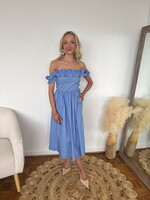 Aura Cotton Poplin Ruffle Midi Dress
