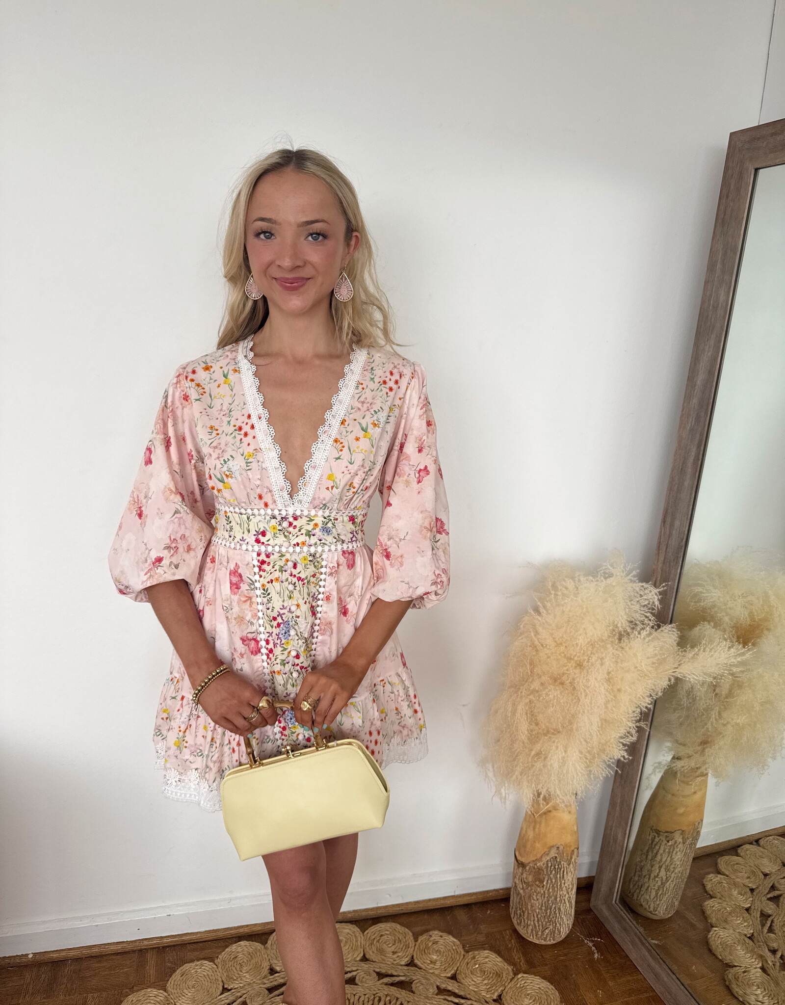 Birdie Floral Print Bubble Hem Mini Dress