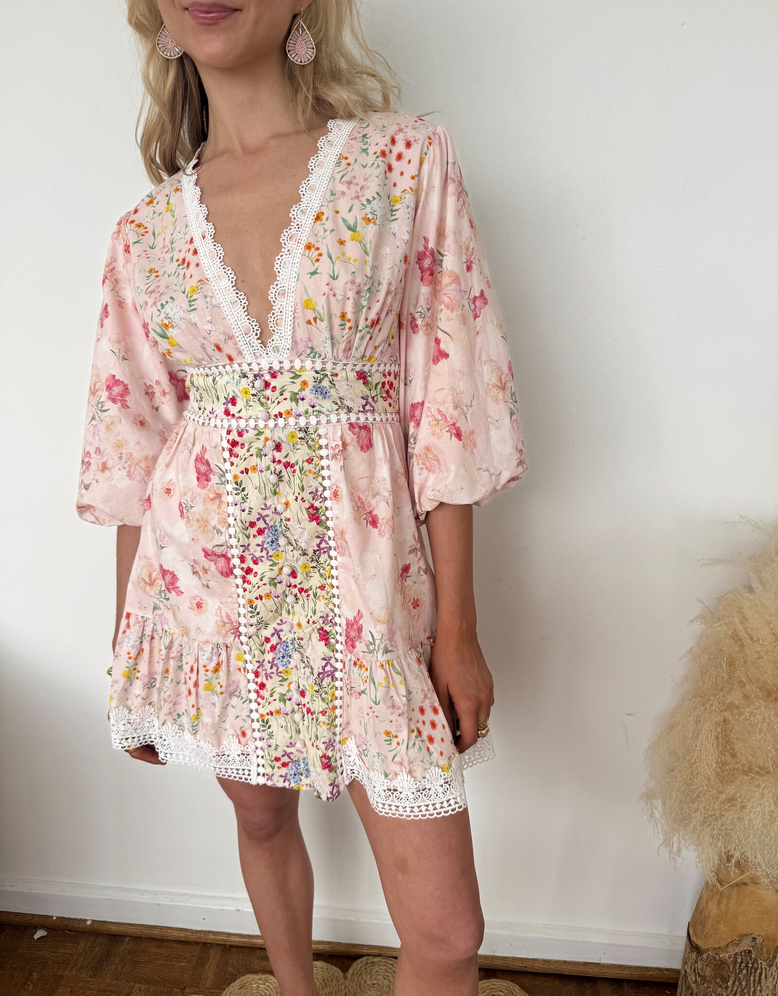 Birdie Floral Print Bubble Hem Mini Dress