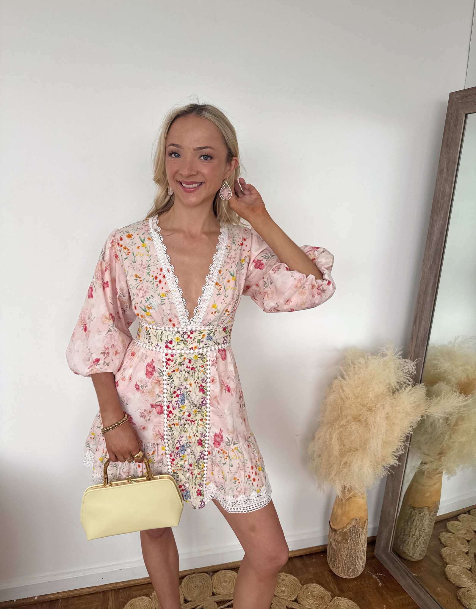 Birdie Floral Print Bubble Hem Mini Dress