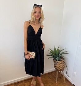 Hermes Deep V Sleeveless  Midi Dress