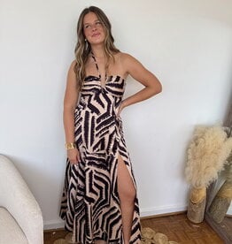 Alvin Printed Halter Maxi Dress