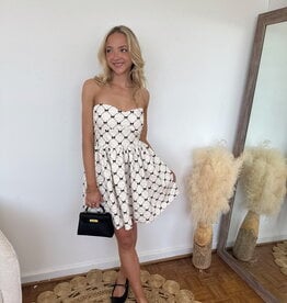 Bethany Bow Jacquard Strapless Mini Dress