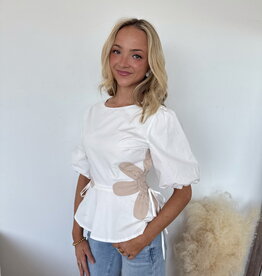 Jolie Flower Detail Poplin Top