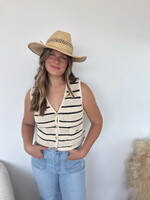 Flora Striped V-Neck Button Down Vest