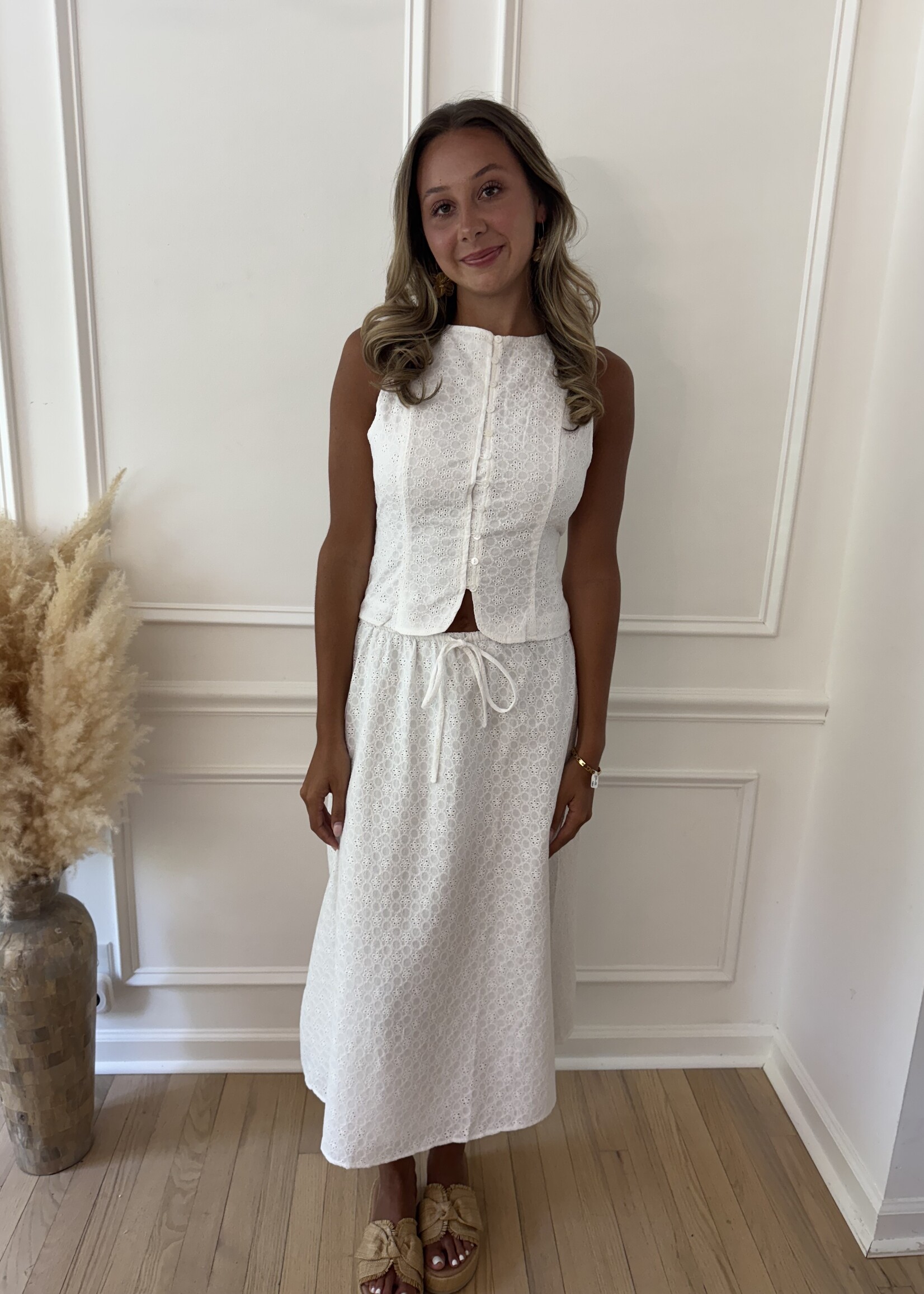 Dakota Eyelet Drawstring Maxi Skirt