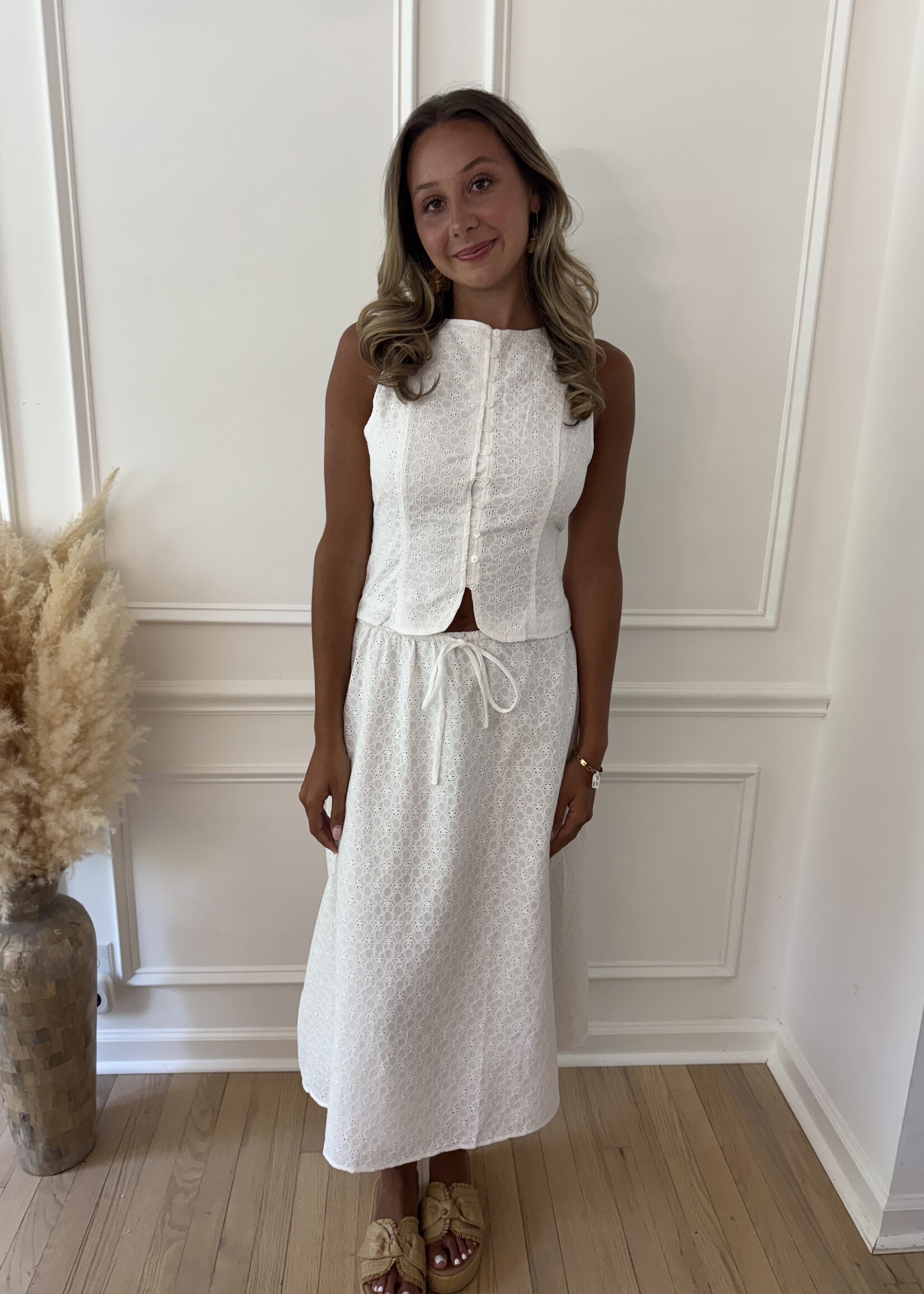 Dakota Eyelet Drawstring Maxi Skirt