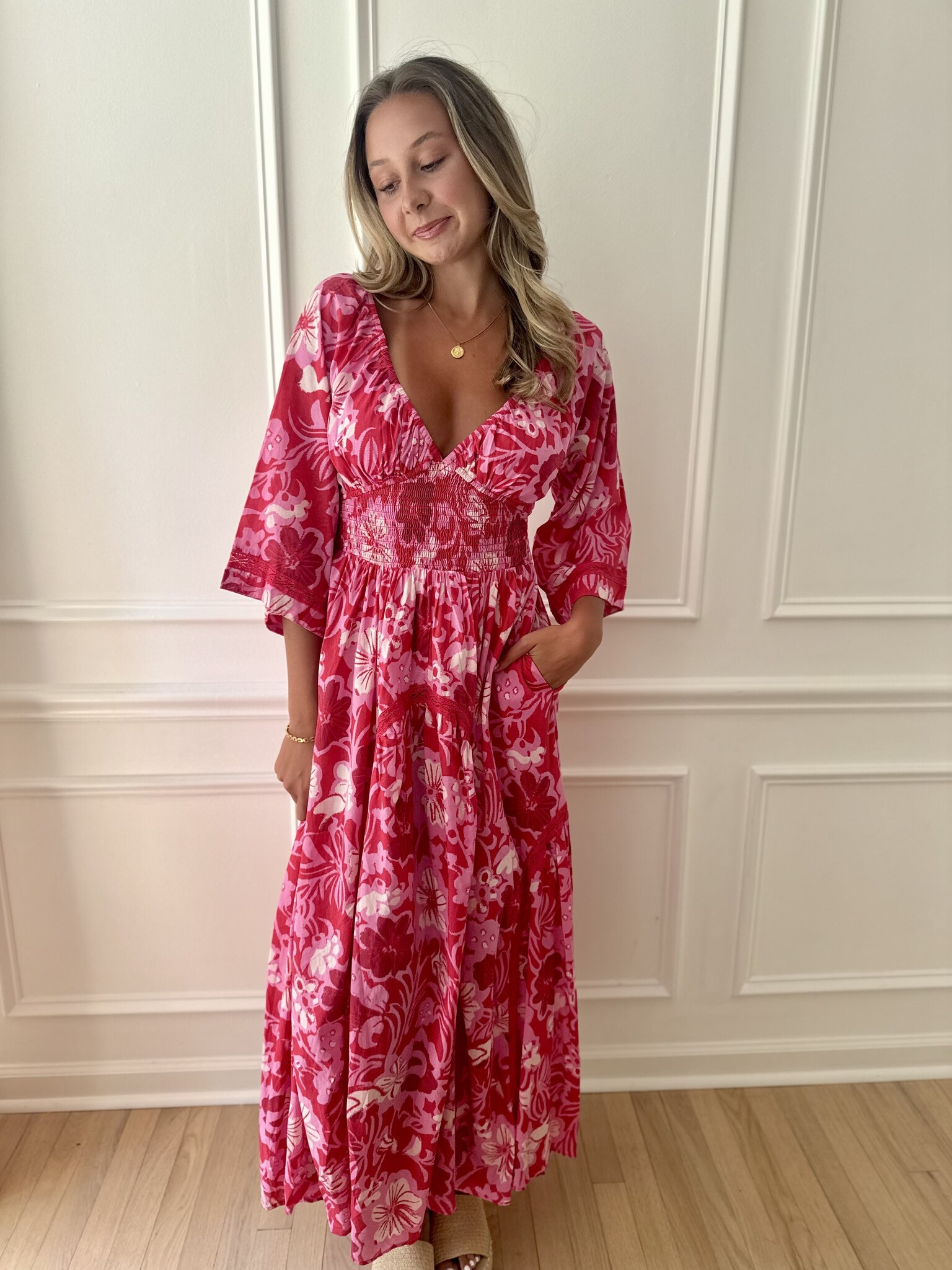 chinese dress ladies Free People Women's First Date Printed Maxi Slip, Sweet Pink Combo at  Amazon Women's Clothing store