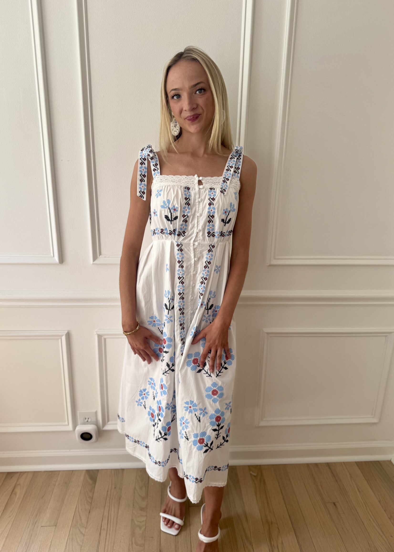 Gracie Embroidered Midi Dress