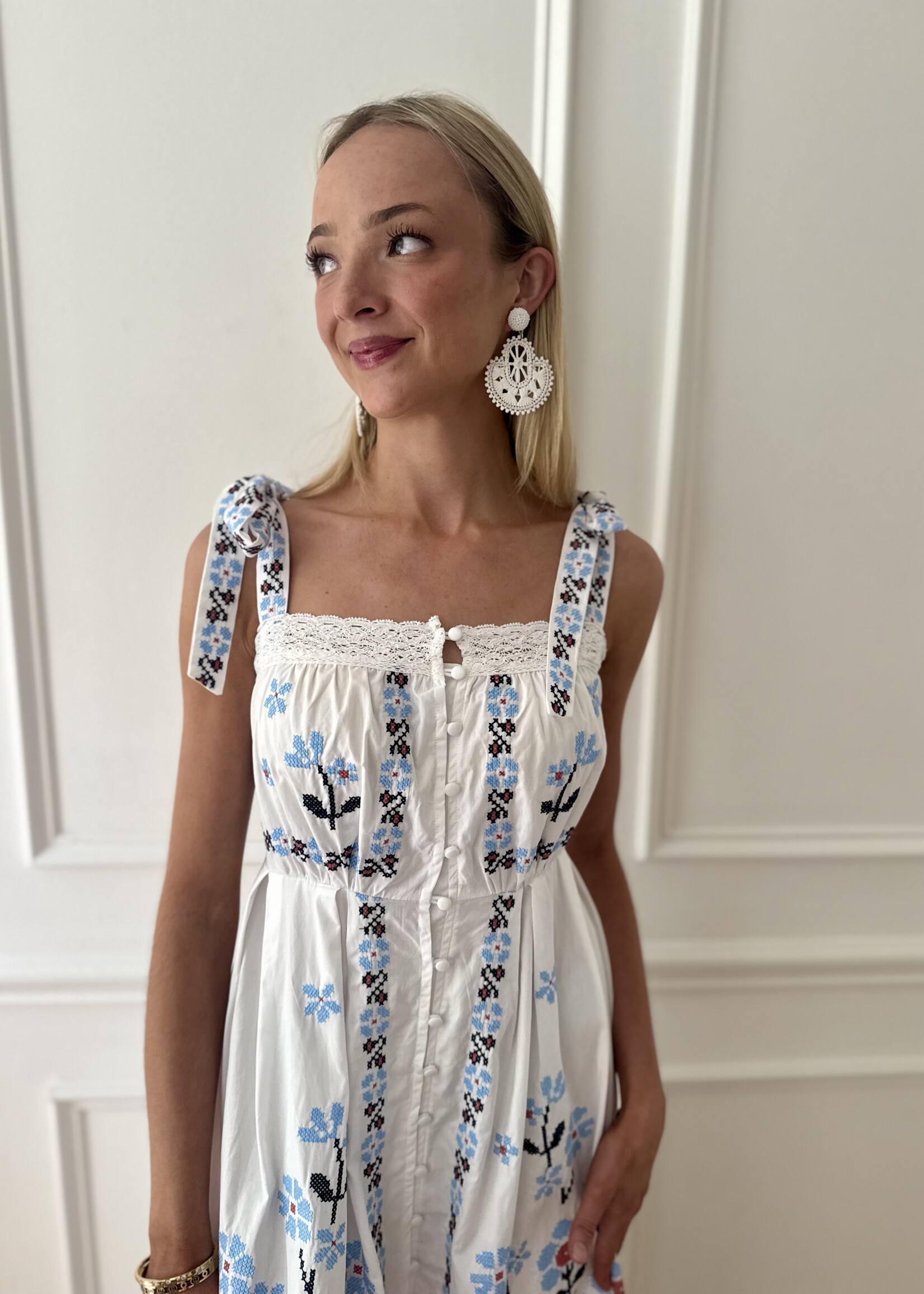 Gracie Embroidered Midi Dress