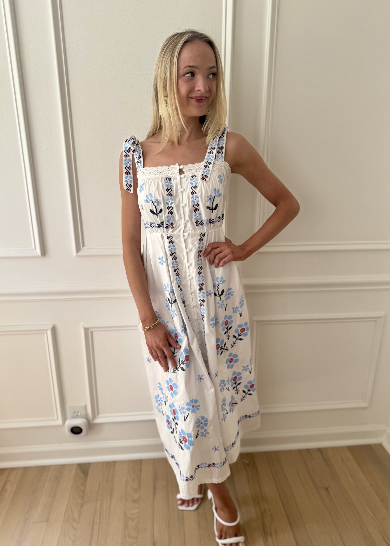 Gracie Embroidered Midi Dress