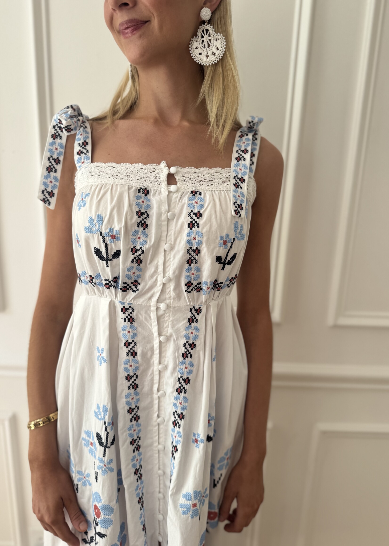 Gracie Embroidered Midi Dress