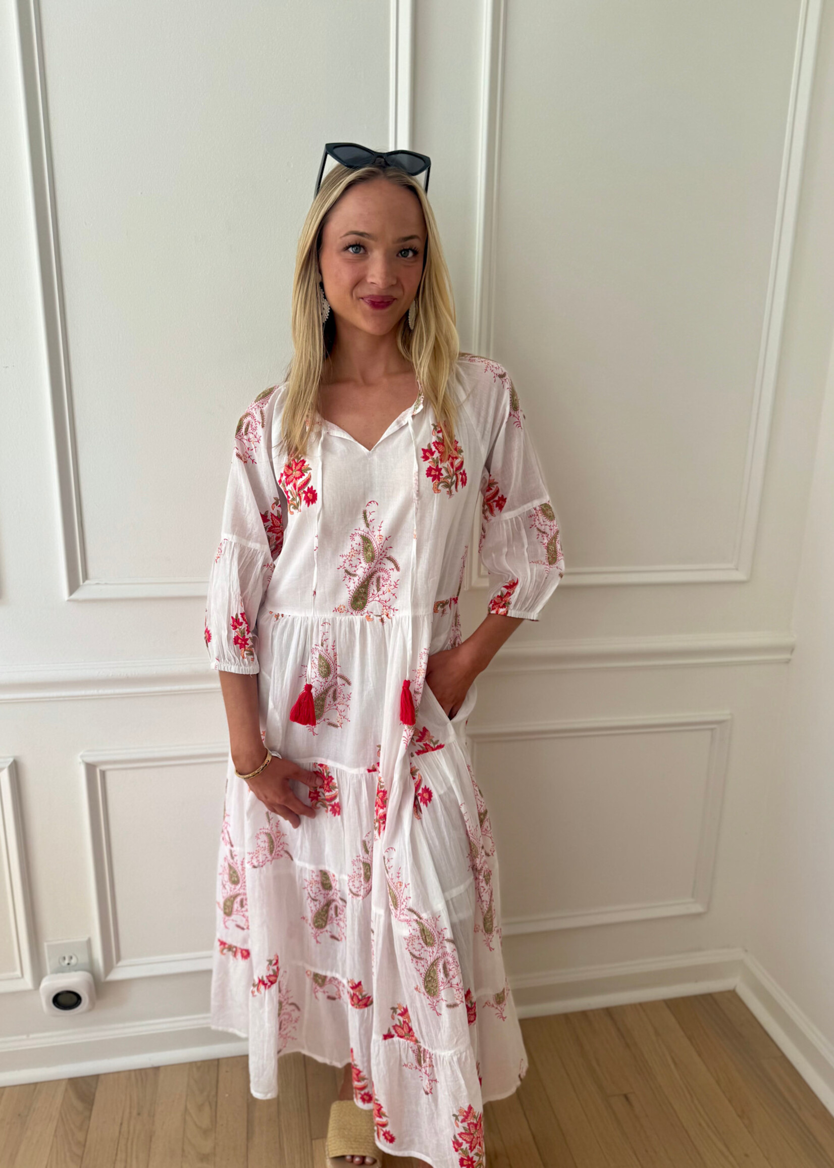 Amabella Block Printed Midi Dress