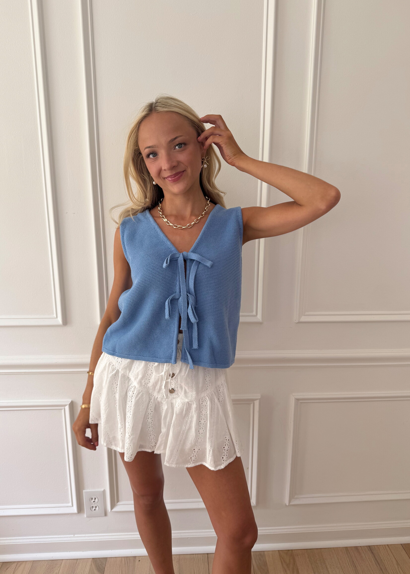 Aralin Tie Front Knit Lightweight Vest