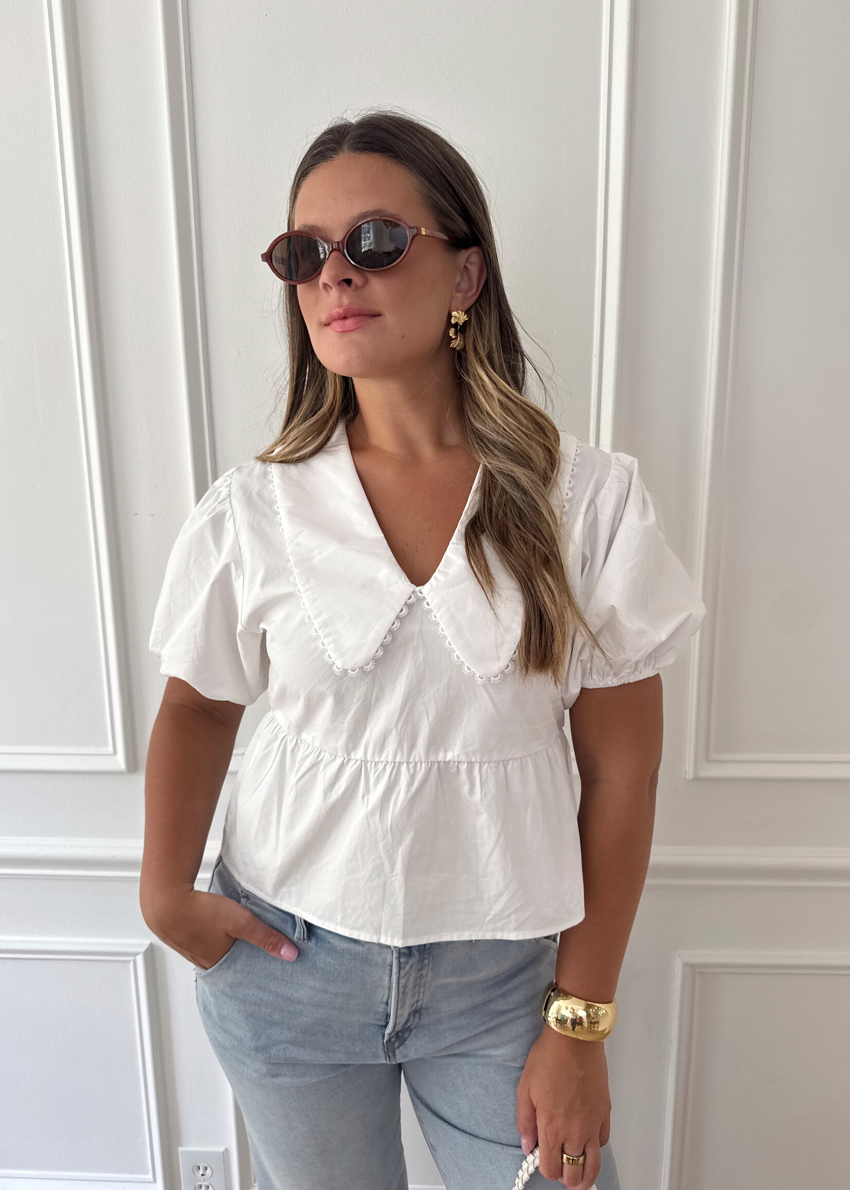 Neve Puff Sleeve Collar Top