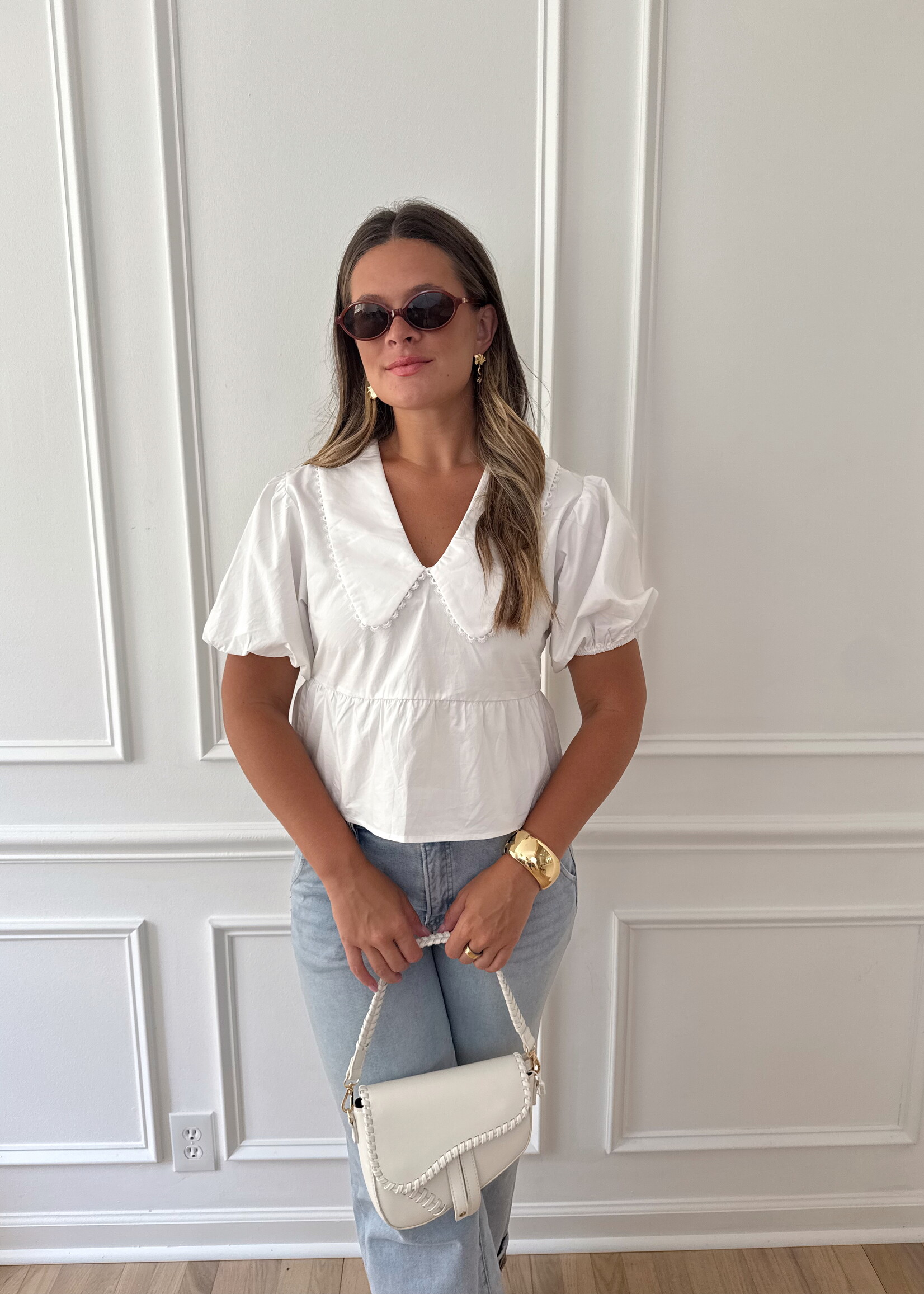 Neve Puff Sleeve Collar Top