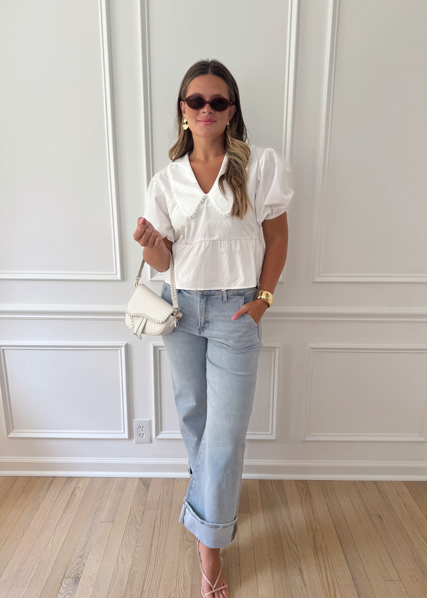 Neve Puff Sleeve Collar Top