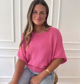 Alvin Pointelle Cozy Knit Short Sleeve Sweater