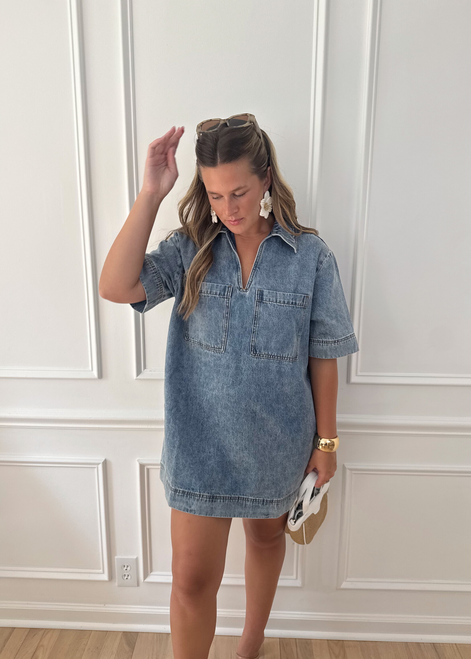 Jaci V-Neck Denim Tunic Dress