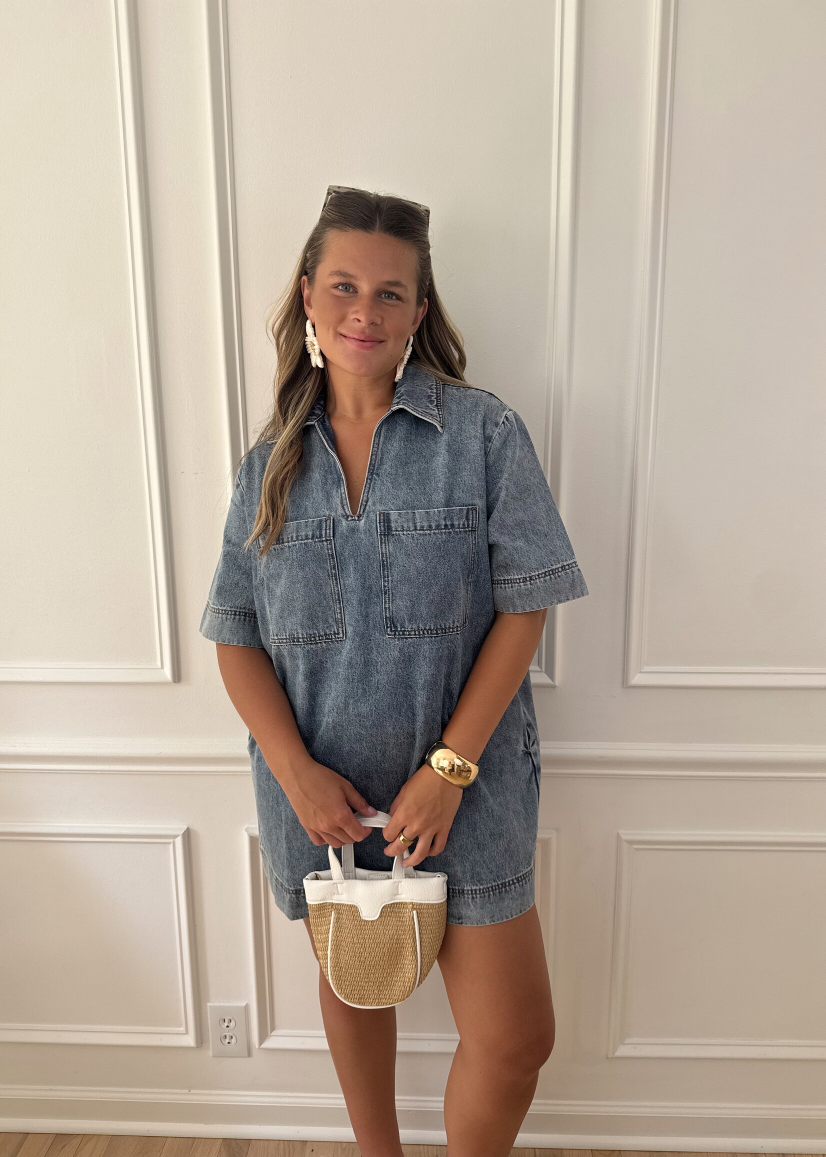 Jaci V-Neck Denim Tunic Dress